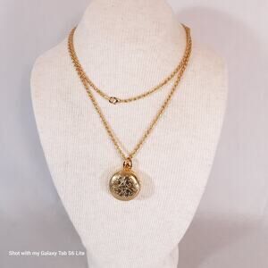 Ornate Mystery Locket Necklace Gold Tone Opera Length